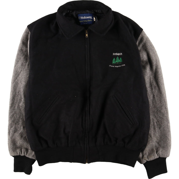 90'S HOLLOWAY Collared Wool Varsity Jacket Award Jacket Made in USA Men's XL /eaa393349