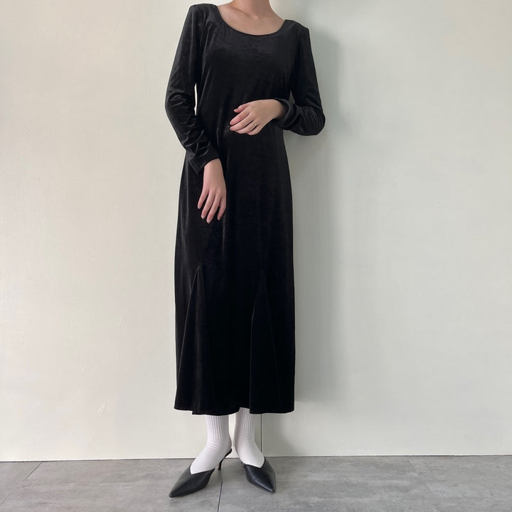 MOLLY MALLOY Long Sleeve Velvet Dress Women's L /eaa393389