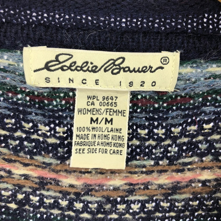 Eddie Bauer All-over Print Roll Neck Wool Knit Sweater Women's Medium / eaa393506