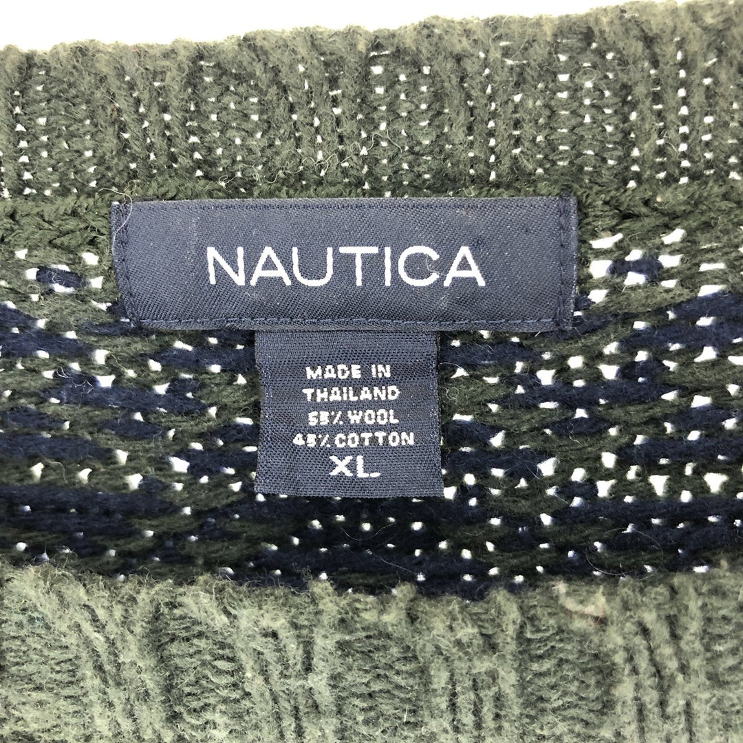 NAUTICA All-over print wool knit sweater, men's XL /eaa394166