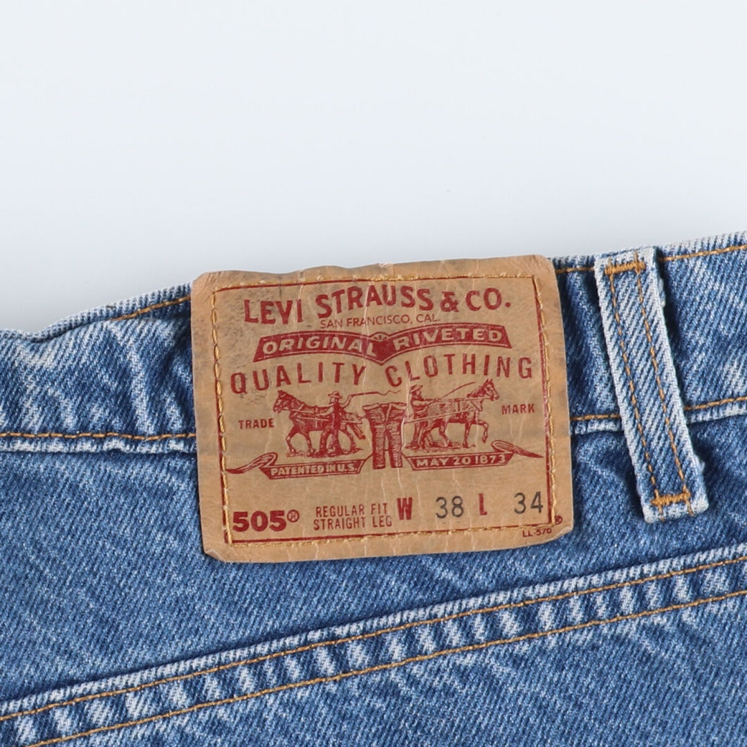 90'S Levi's 505 REGULAR FIT STRAIGHT LEG tapered denim pants made in USA men's w38 vintage /eaa394275