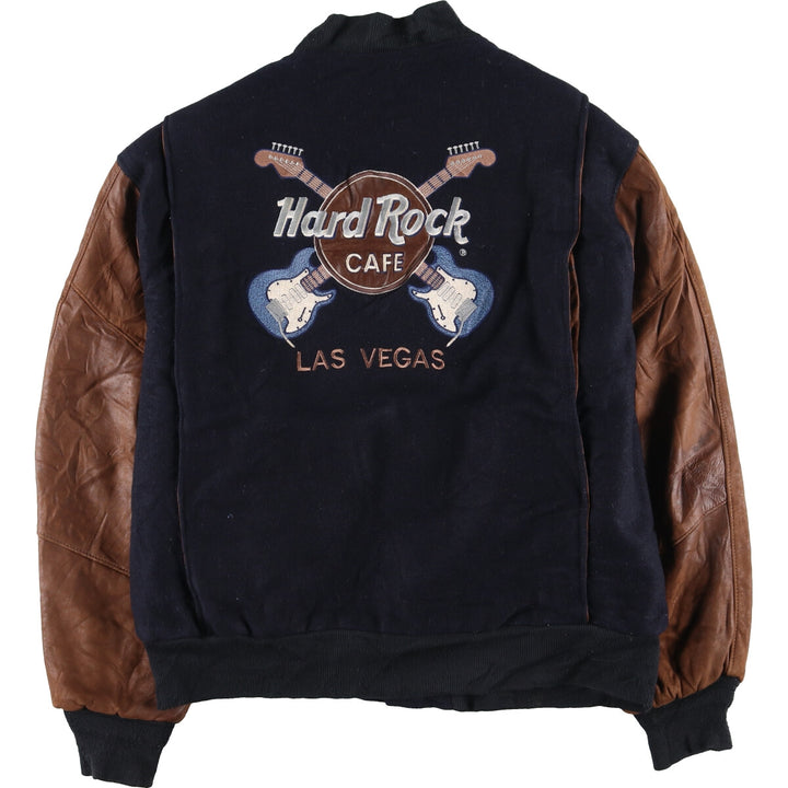 90'S Hard Rock Cafe LAS VEGAS Sleeve Leather Wool Varsity Jacket Award Jacket Varsity Jacket Made in USA Men's XL /eaa394403