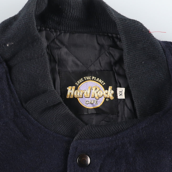 90'S Hard Rock Cafe LAS VEGAS Sleeve Leather Wool Varsity Jacket Award Jacket Varsity Jacket Made in USA Men's XL /eaa394403