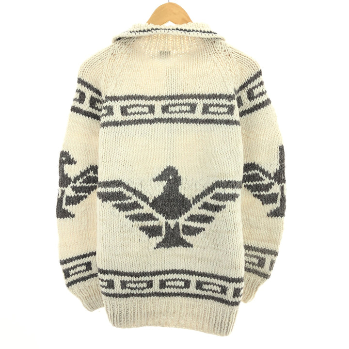 All-over pattern hand-knitted Ecuadorian knit cardigan, men's L /eaa394408