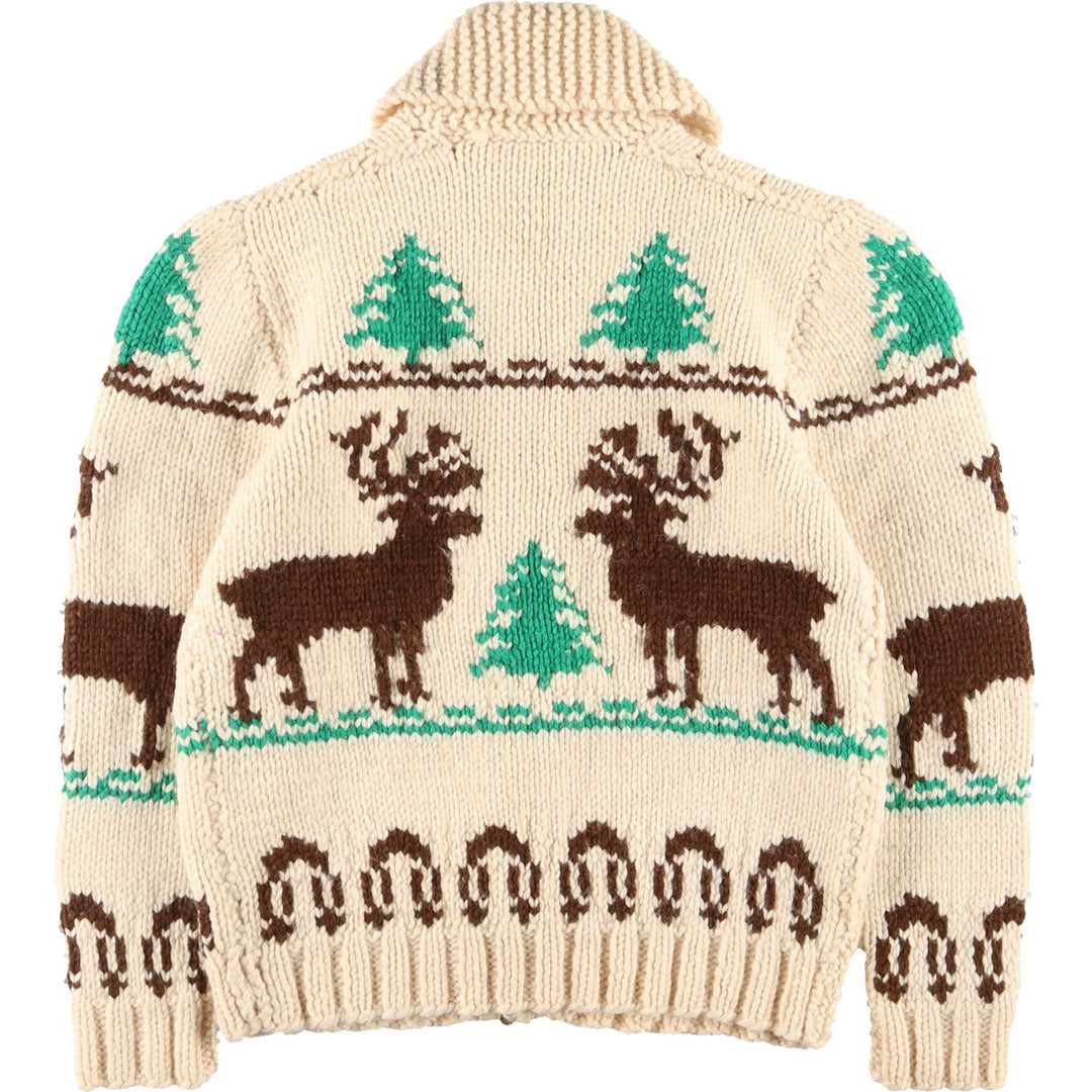 ~70'S Reindeer Pattern Cowichan Sweater Women's S Vintage /eaa394492