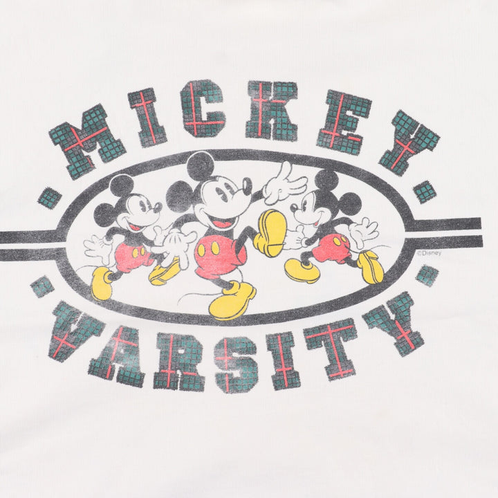 MICKEY MOUSE Mickey Mouse character print long T-shirt long T men's L cotton white type Vintage Second Hand