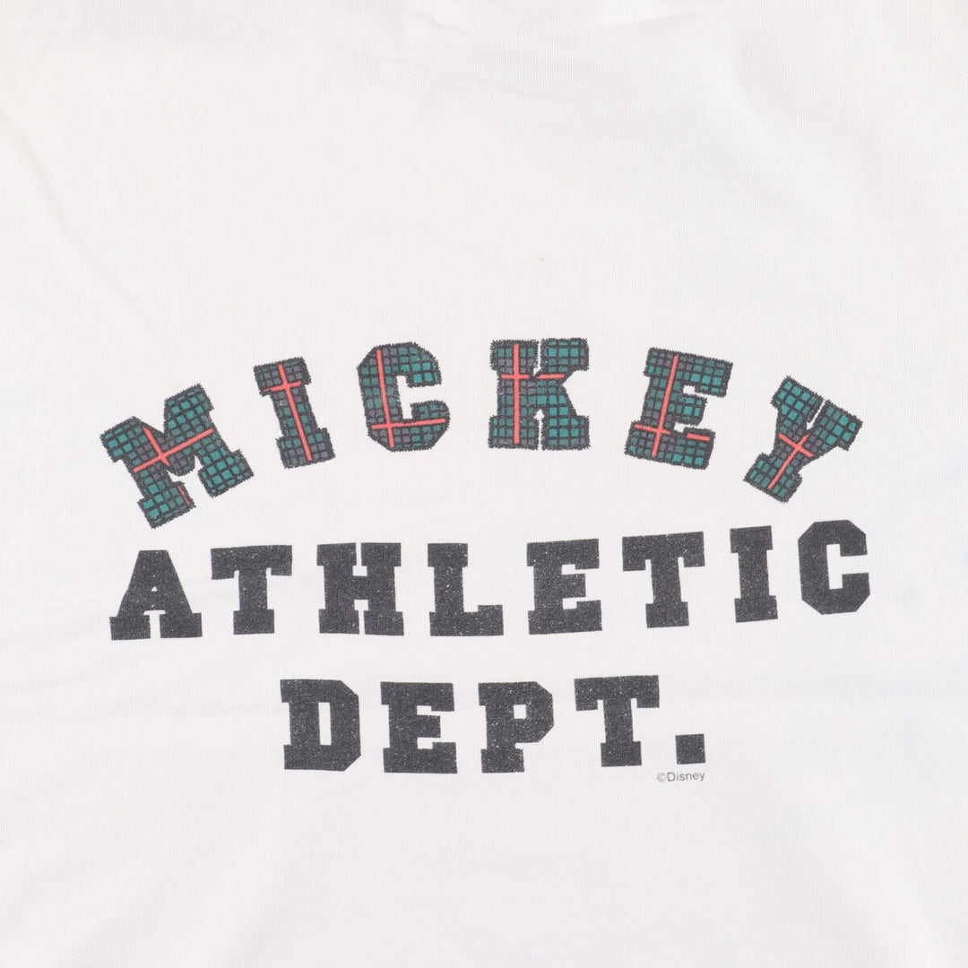 MICKEY MOUSE Mickey Mouse character print long T-shirt long T men's L cotton white type Vintage Second Hand