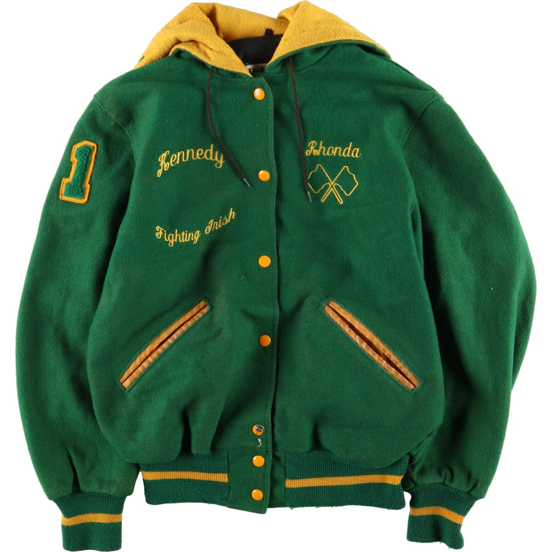 80'S DeLONG hooded sailor collar wool varsity jacket award jacket varsity jacket made in USA women's M /eaa394770