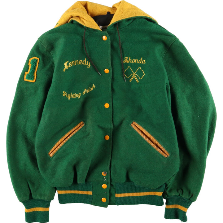 80'S DeLONG hooded sailor collar wool varsity jacket award jacket varsity jacket made in USA women's M /eaa394770