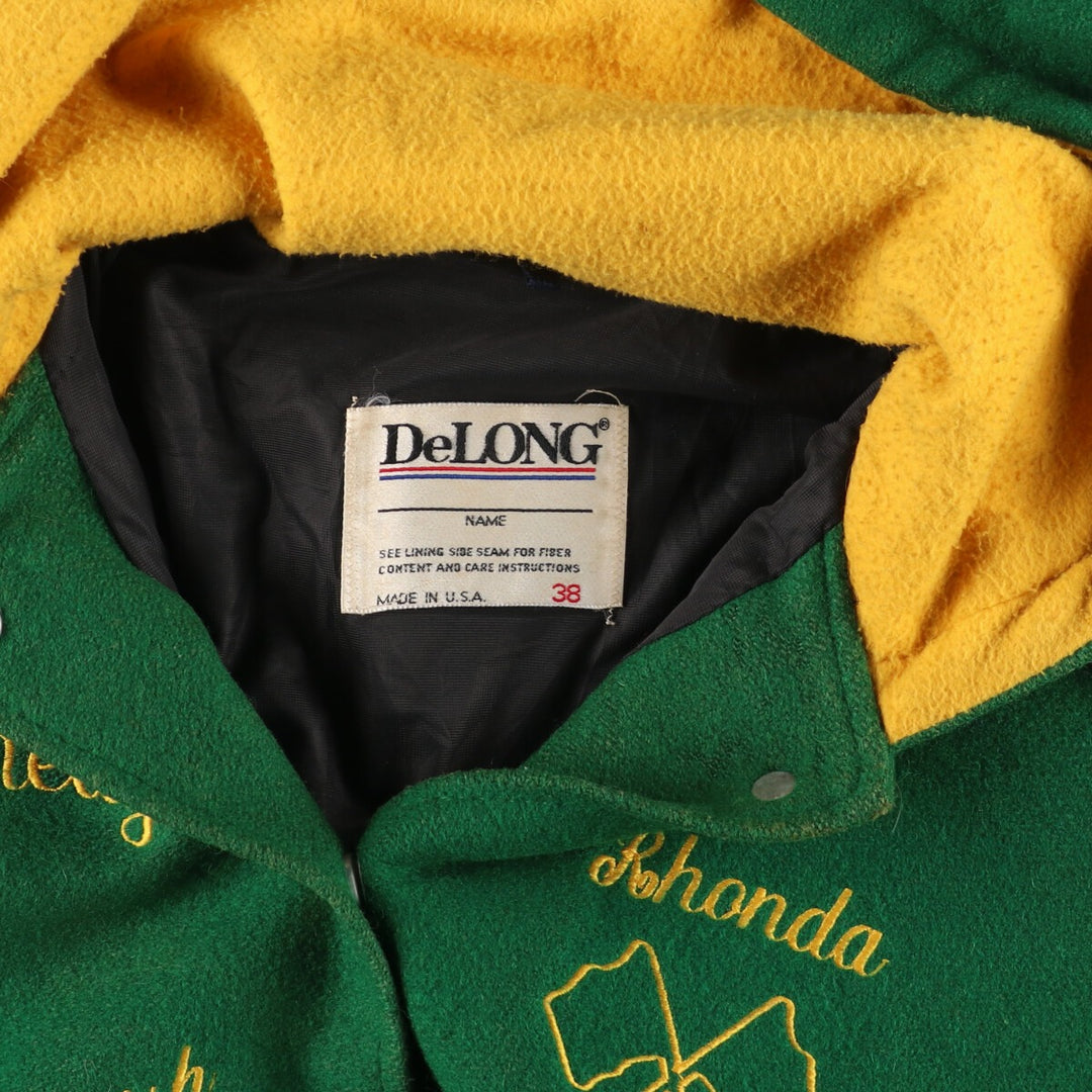 80'S DeLONG hooded sailor collar wool varsity jacket award jacket varsity jacket made in USA women's M /eaa394770