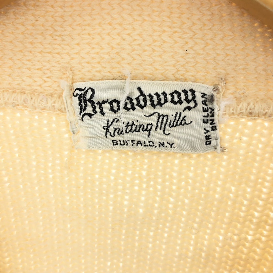 50s-60'S Broadway Knitting Milla Wool Lettered Knit Cardigan Men's S Vintage /eaa394898