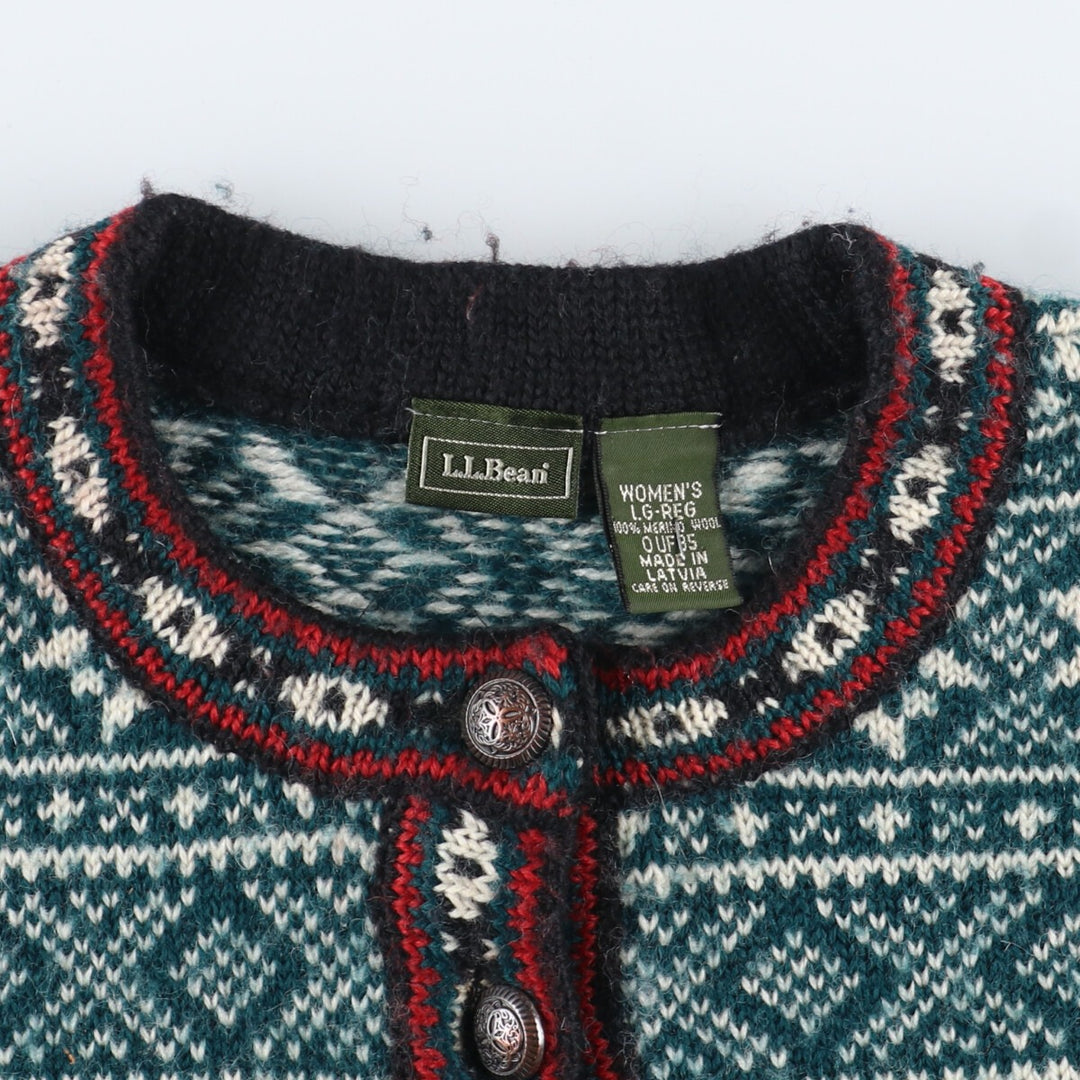 LLBean Nordic Pattern Wool Tyrolean Sweater Women's L /eaa394961