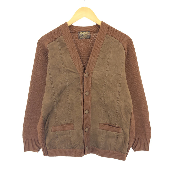 80'S TUNDRA suede-trimmed wool knit cardigan, made in Canada, women's L, vintage /eaa394993