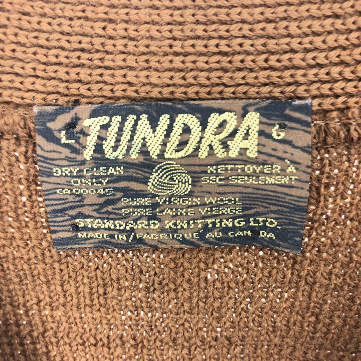 80'S TUNDRA suede-trimmed wool knit cardigan, made in Canada, women's L, vintage /eaa394993