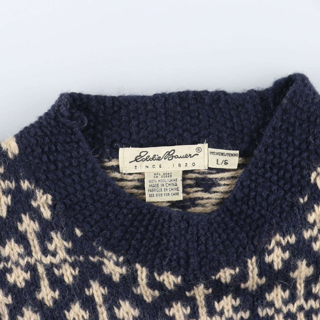 Eddie Bauer All-over Snow Pattern Wool Knit Sweater Women's XL [Eluru] /eaa395010