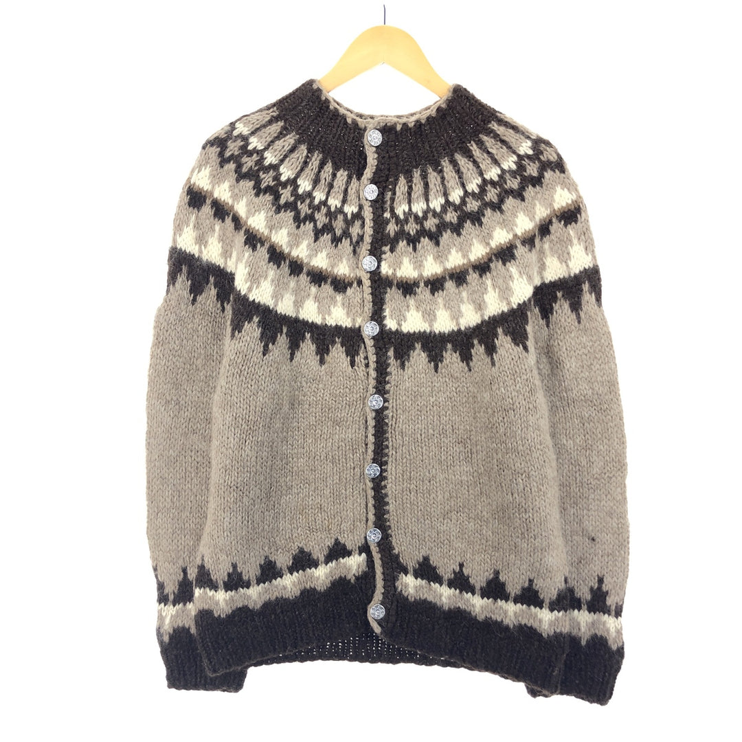 Hilda Ltd All-over Nordic Pattern Wool Tyrolean Cardigan Made in Iceland Men's M /eaa395038