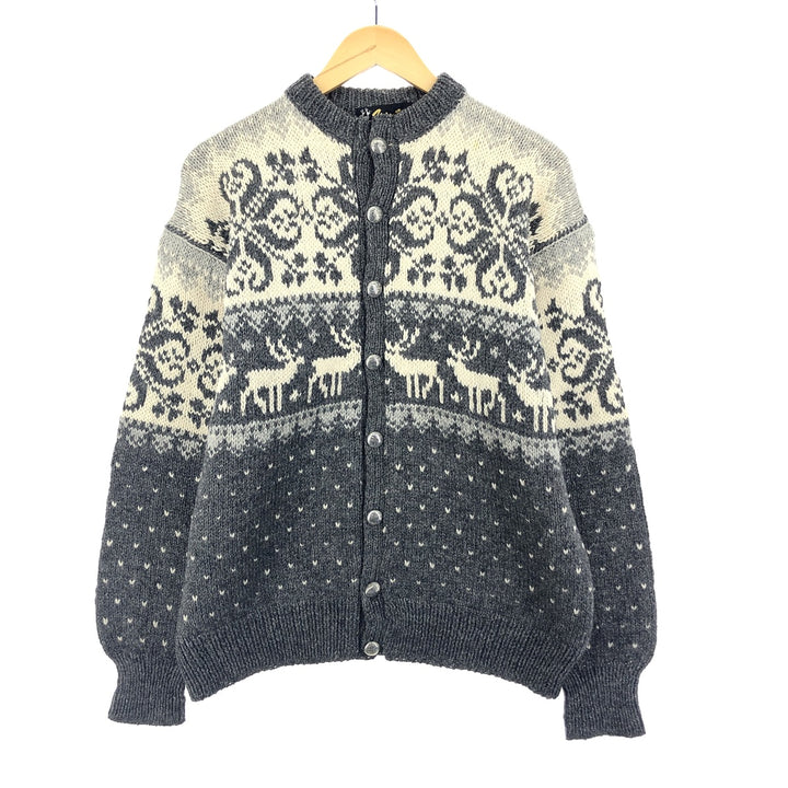 Norse knit Snow Pattern Wool Tyrolean Cardigan Made in Norway Men's L /eaa395039