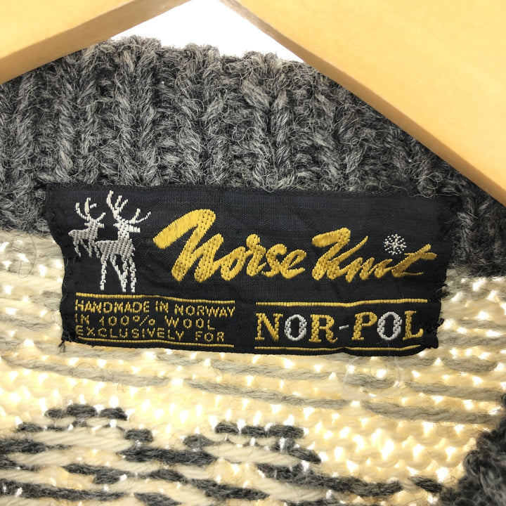 Norse knit Snow Pattern Wool Tyrolean Cardigan Made in Norway Men's L /eaa395039