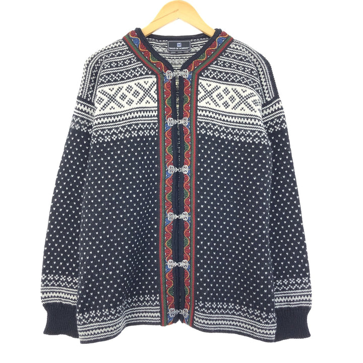 DALE OF NORWAY All-over print wool Tyrolean cardigan, made in Norway, women's L /eaa395041