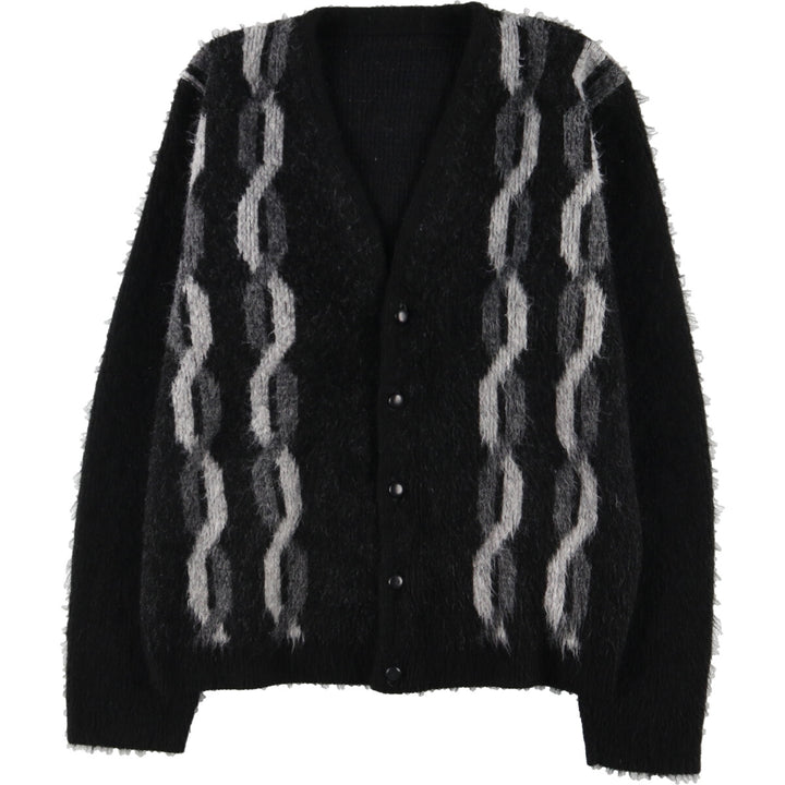 Mohair blend all-over print knit cardigan for men, M /eaa395112