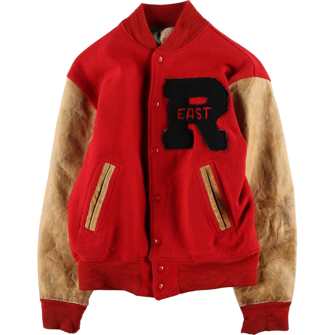 60s~ TOM HARMER Leather Sleeve Wool Stadium Jacket Award Jacket Varsity Jacket Men's L Vintage /eaa395113