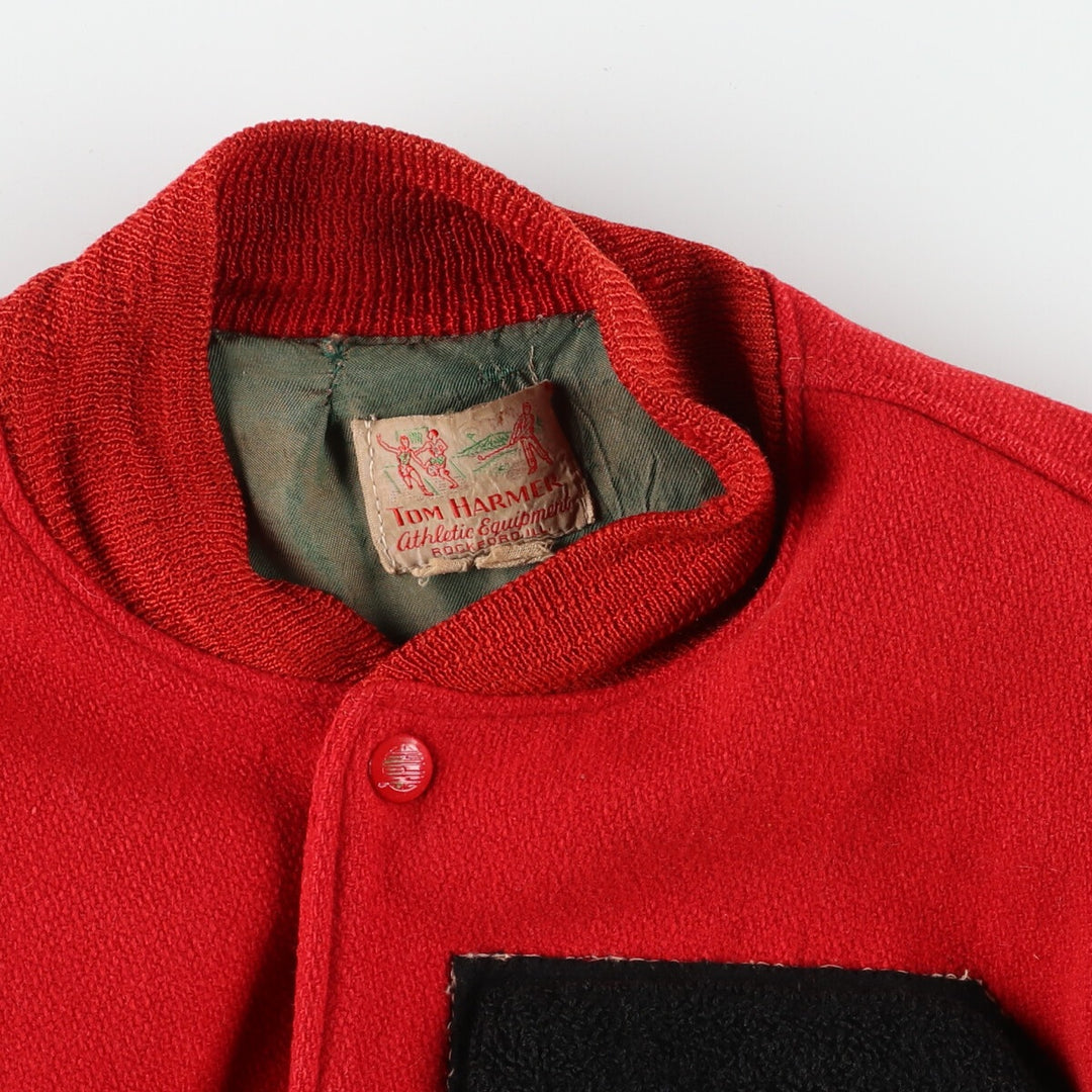 60s~ TOM HARMER Leather Sleeve Wool Stadium Jacket Award Jacket Varsity Jacket Men's L Vintage /eaa395113