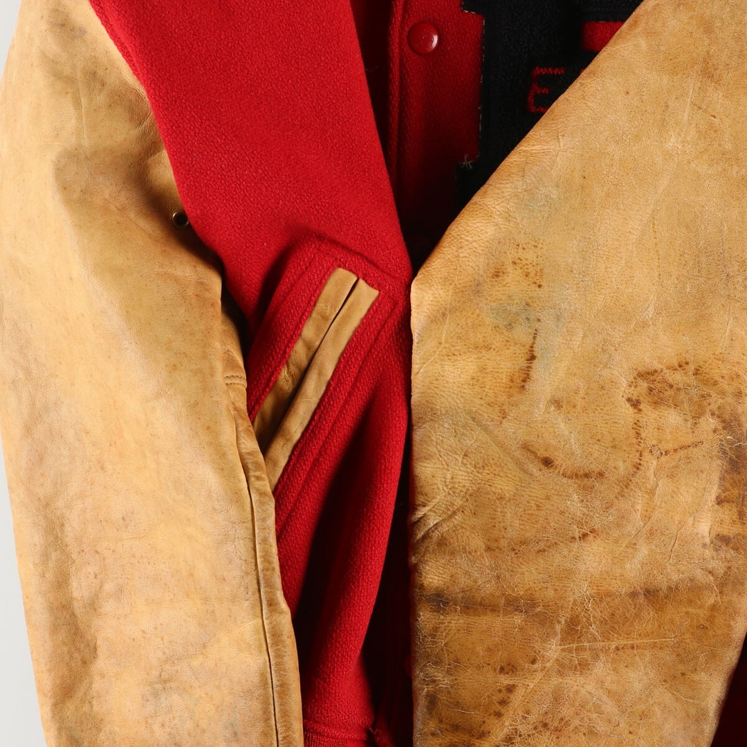 60s~ TOM HARMER Leather Sleeve Wool Stadium Jacket Award Jacket Varsity Jacket Men's L Vintage /eaa395113