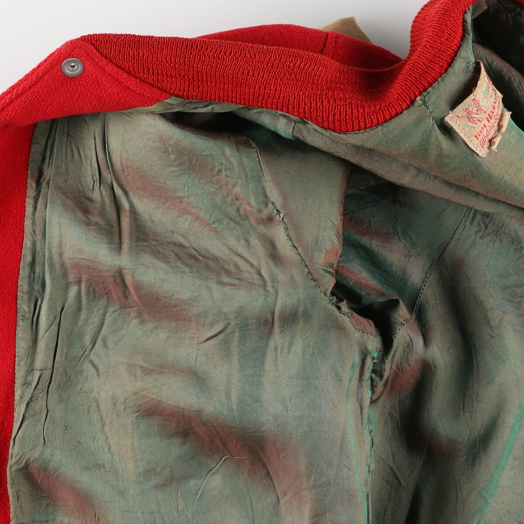 60s~ TOM HARMER Leather Sleeve Wool Stadium Jacket Award Jacket Varsity Jacket Men's L Vintage /eaa395113