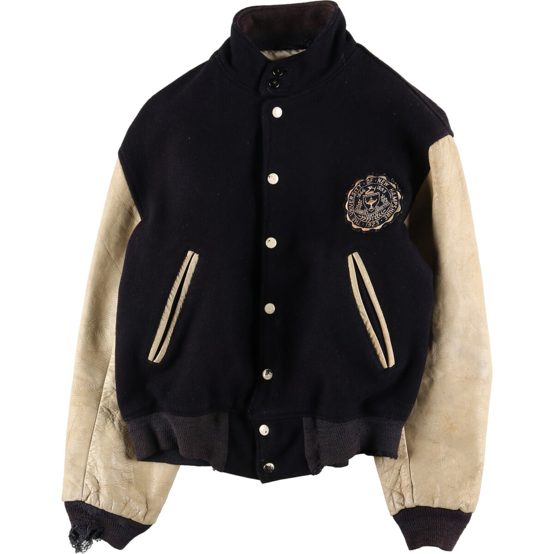 ~90'S UNKNOWN Leather Sleeve Wool Stadium Jacket Award Jacket Varsity Jacket Men's M Vintage /eaa395114