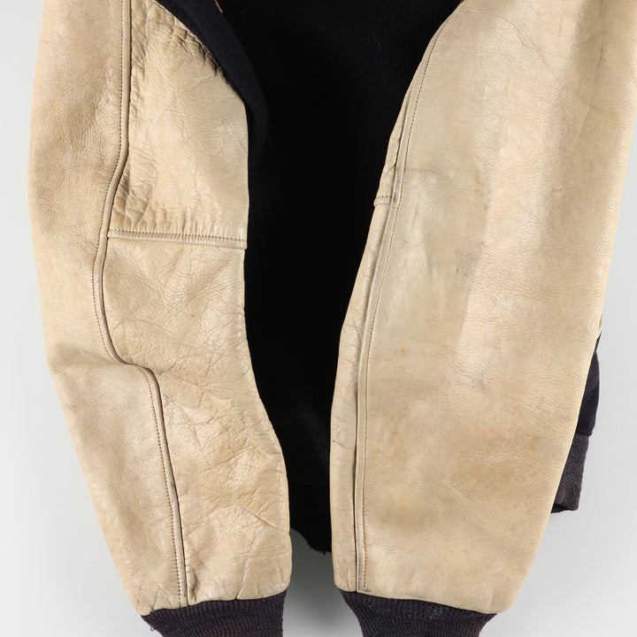 ~90'S UNKNOWN Leather Sleeve Wool Stadium Jacket Award Jacket Varsity Jacket Men's M Vintage /eaa395114