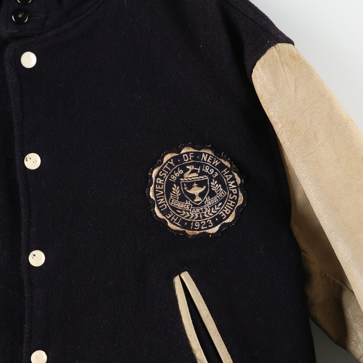 ~90'S UNKNOWN Leather Sleeve Wool Stadium Jacket Award Jacket Varsity Jacket Men's M Vintage /eaa395114