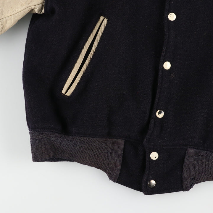 ~90'S UNKNOWN Leather Sleeve Wool Stadium Jacket Award Jacket Varsity Jacket Men's M Vintage /eaa395114