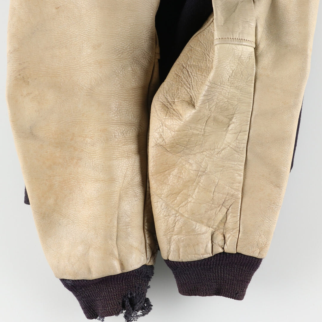 ~90'S UNKNOWN Leather Sleeve Wool Stadium Jacket Award Jacket Varsity Jacket Men's M Vintage /eaa395114