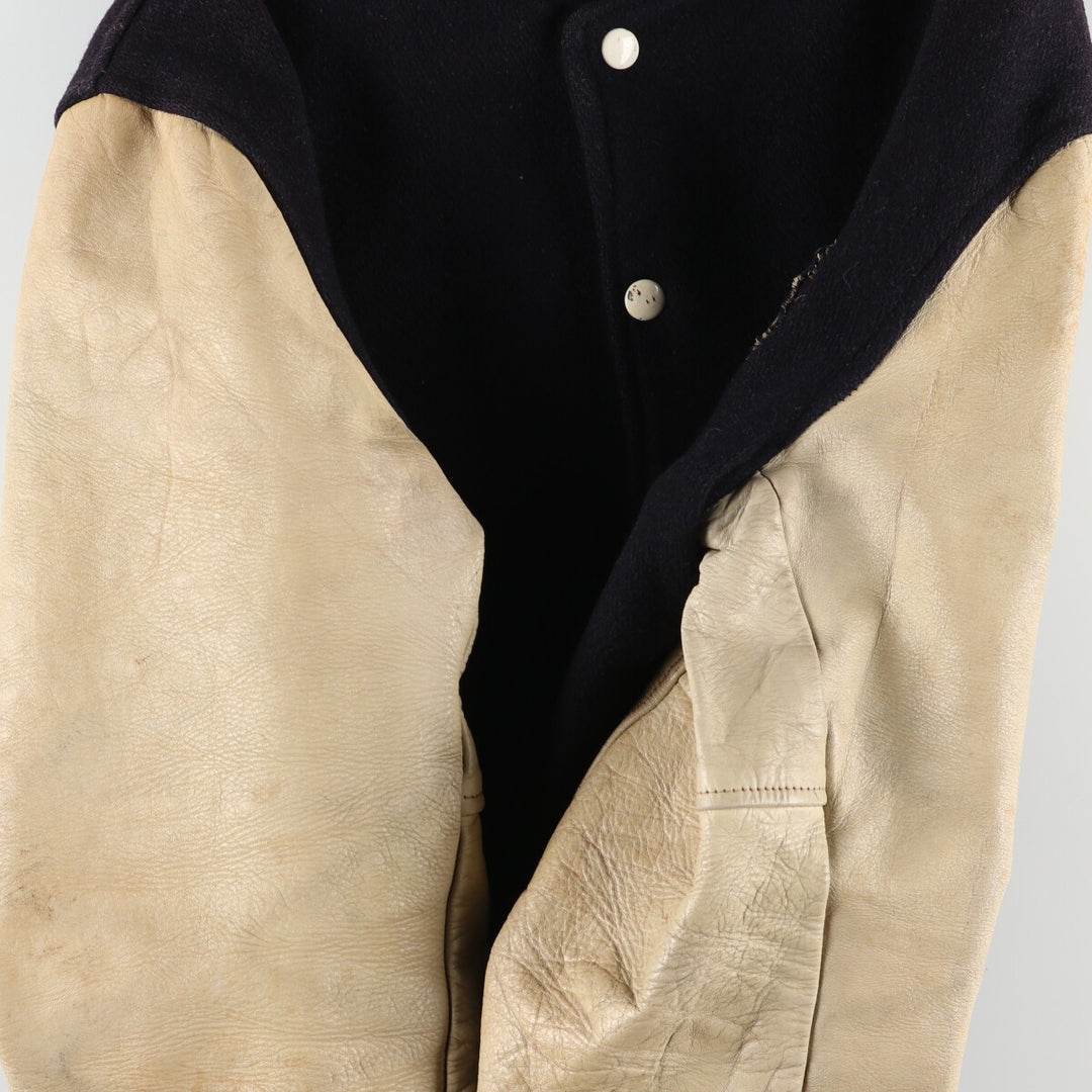~90'S UNKNOWN Leather Sleeve Wool Stadium Jacket Award Jacket Varsity Jacket Men's M Vintage /eaa395114