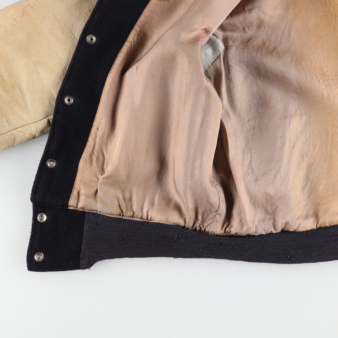 ~90'S UNKNOWN Leather Sleeve Wool Stadium Jacket Award Jacket Varsity Jacket Men's M Vintage /eaa395114