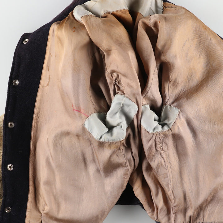 ~90'S UNKNOWN Leather Sleeve Wool Stadium Jacket Award Jacket Varsity Jacket Men's M Vintage /eaa395114