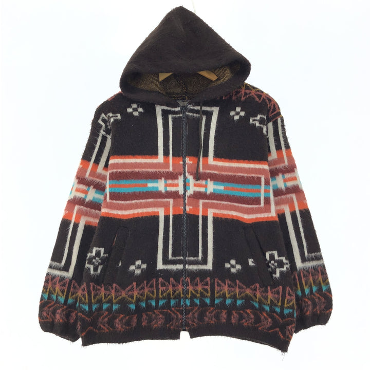 EARTH RAGZ All-over Native American Pattern Wool Knit Zip Hoodie for Women S /eaa395128