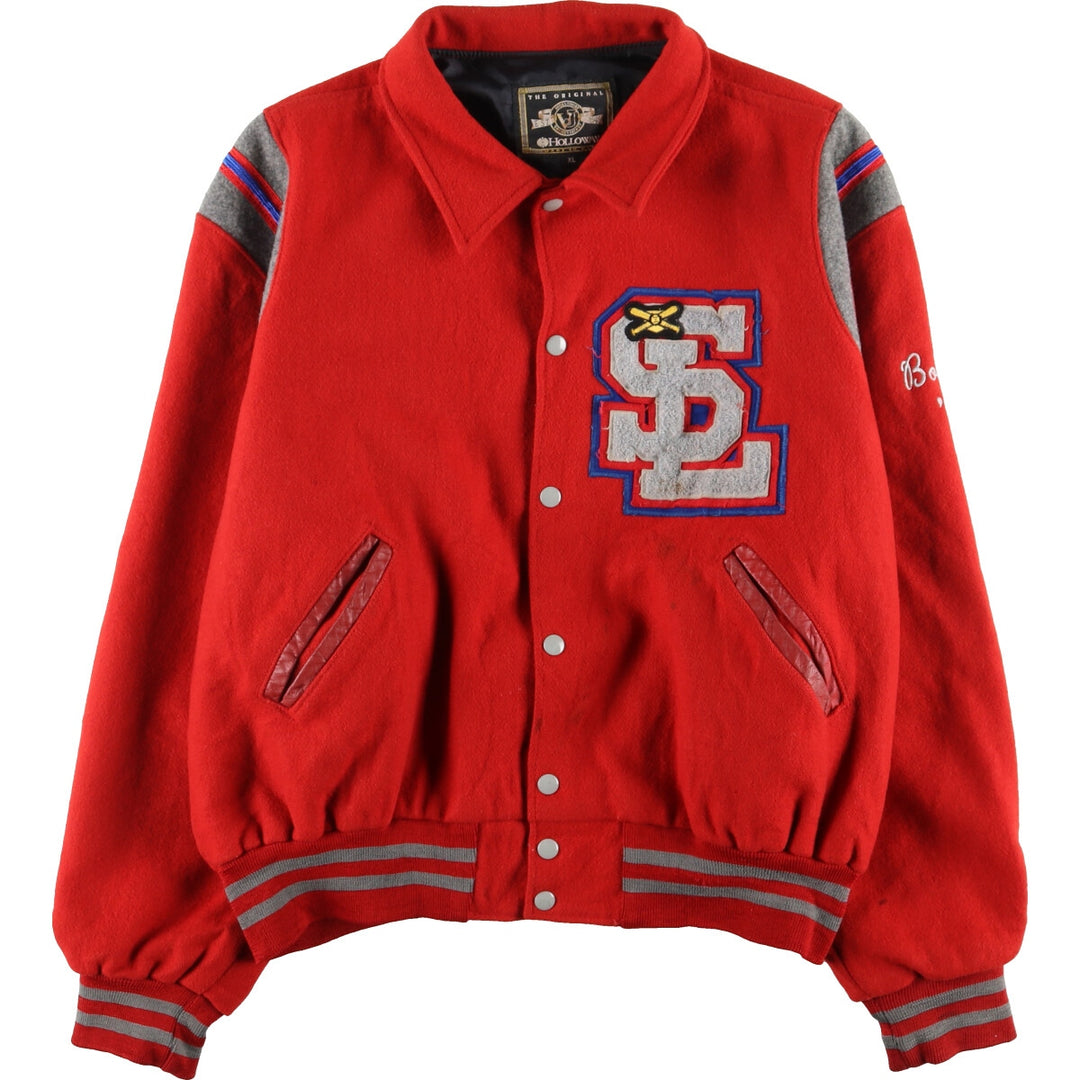 00'S HOLLOWAY Wool Stadium Jacket Award Jacket Varsity Jacket Made in USA Men's XL /eaa395132