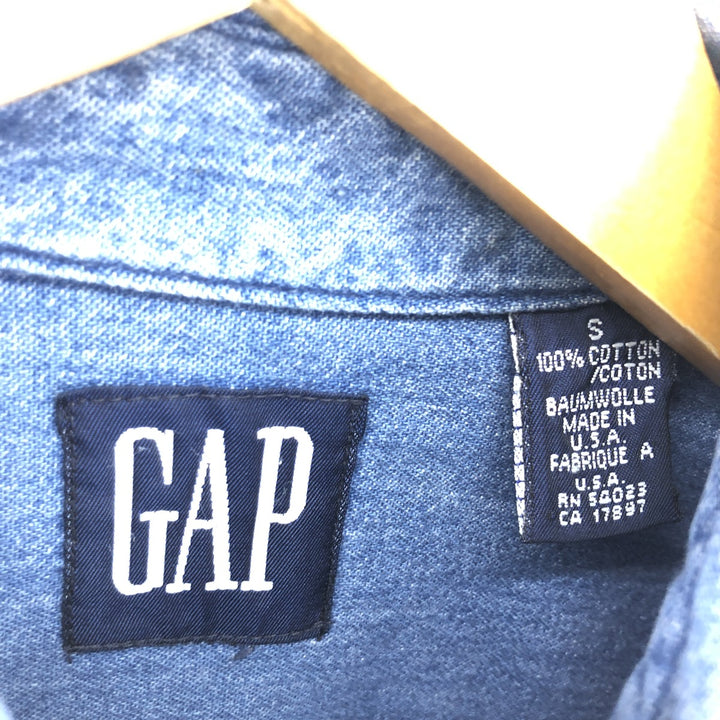 90'S GAP Old Gap Long Sleeve Button Down Denim Shirt Made in USA Men's S Size Vintage /eaa395178