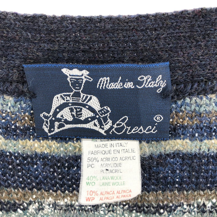 BRESCI Alpaca blend all-over print wool x acrylic knit cardigan, made in Italy, men's XL /eaa395316