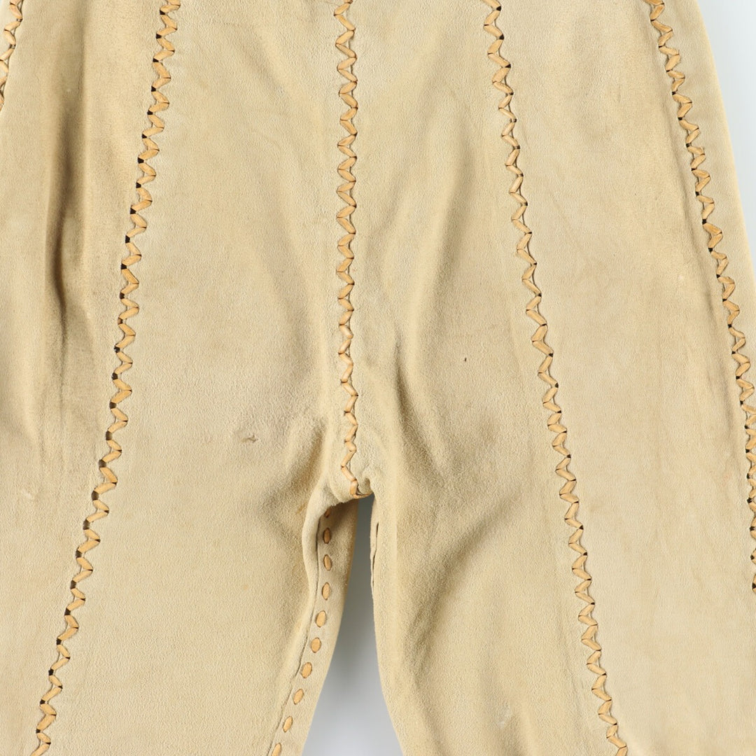 70'S North Beach Leather Bell Bottom Nubuck Genuine Leather Pants Women's M Vintage /eaa395467