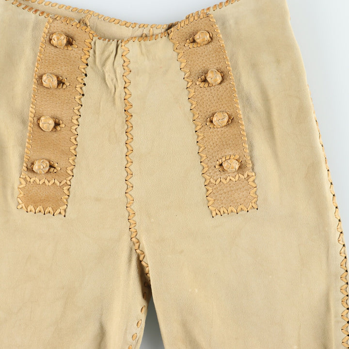 70'S North Beach Leather Bell Bottom Nubuck Genuine Leather Pants Women's M Vintage /eaa395467