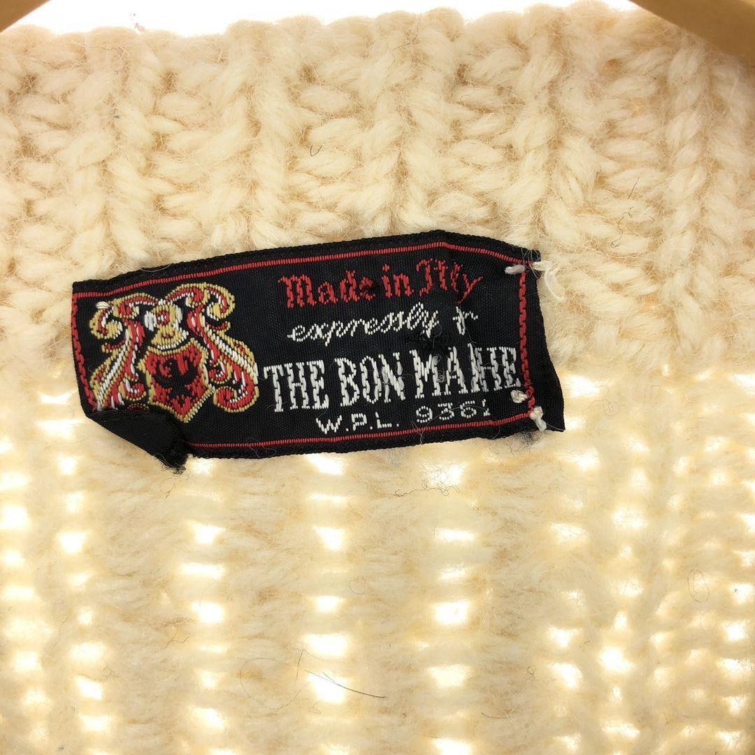 80'S THE BON MARCHE Fisherman Aran Knit Sweater Made in Italy Women's L Vintage /eaa395600