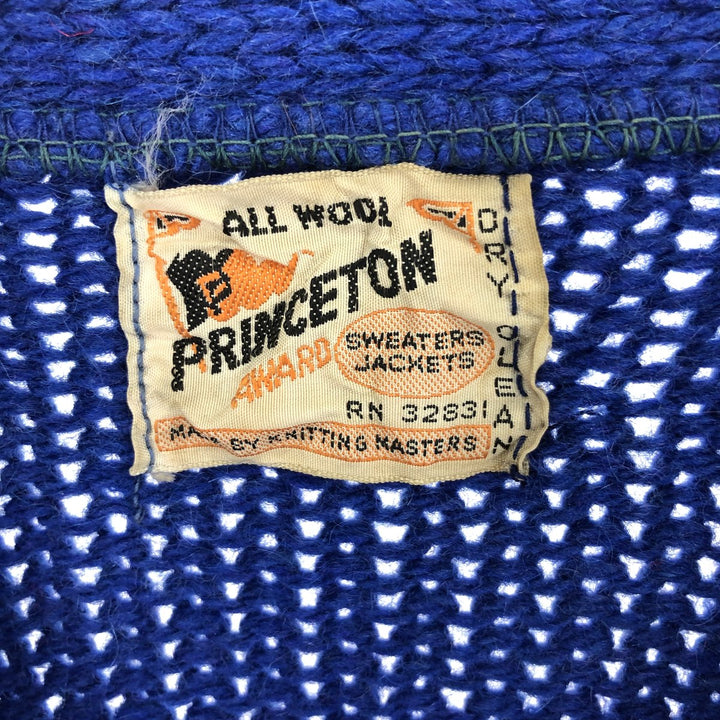 60'S PRINCETON wool lettered knit cardigan, men's L, vintage / eaa395601