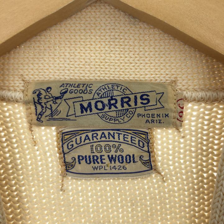 70'S MORRIS wool lettered knit cardigan, men's S, vintage / eaa395605