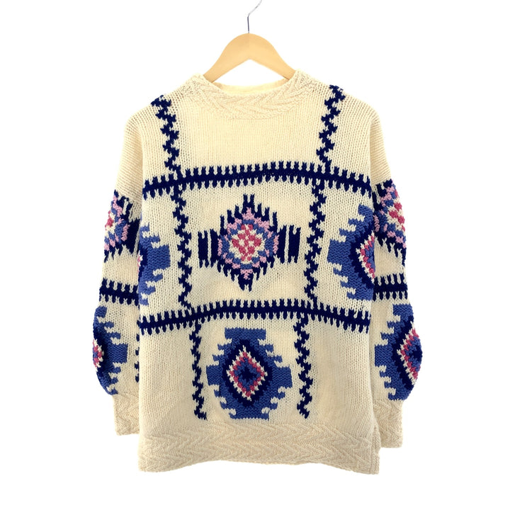 All-over print wool knit sweater, ladies' XL /eaa395900