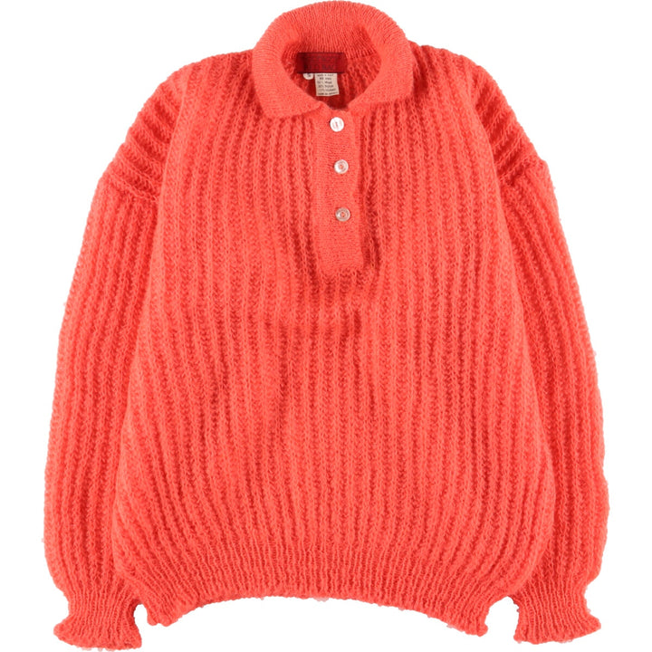 Robinsons RED BAG Collared Mohair Blend Wool Knit Half Button Sweater Made in Italy Women's M Vintage [Elle] /eaa395944