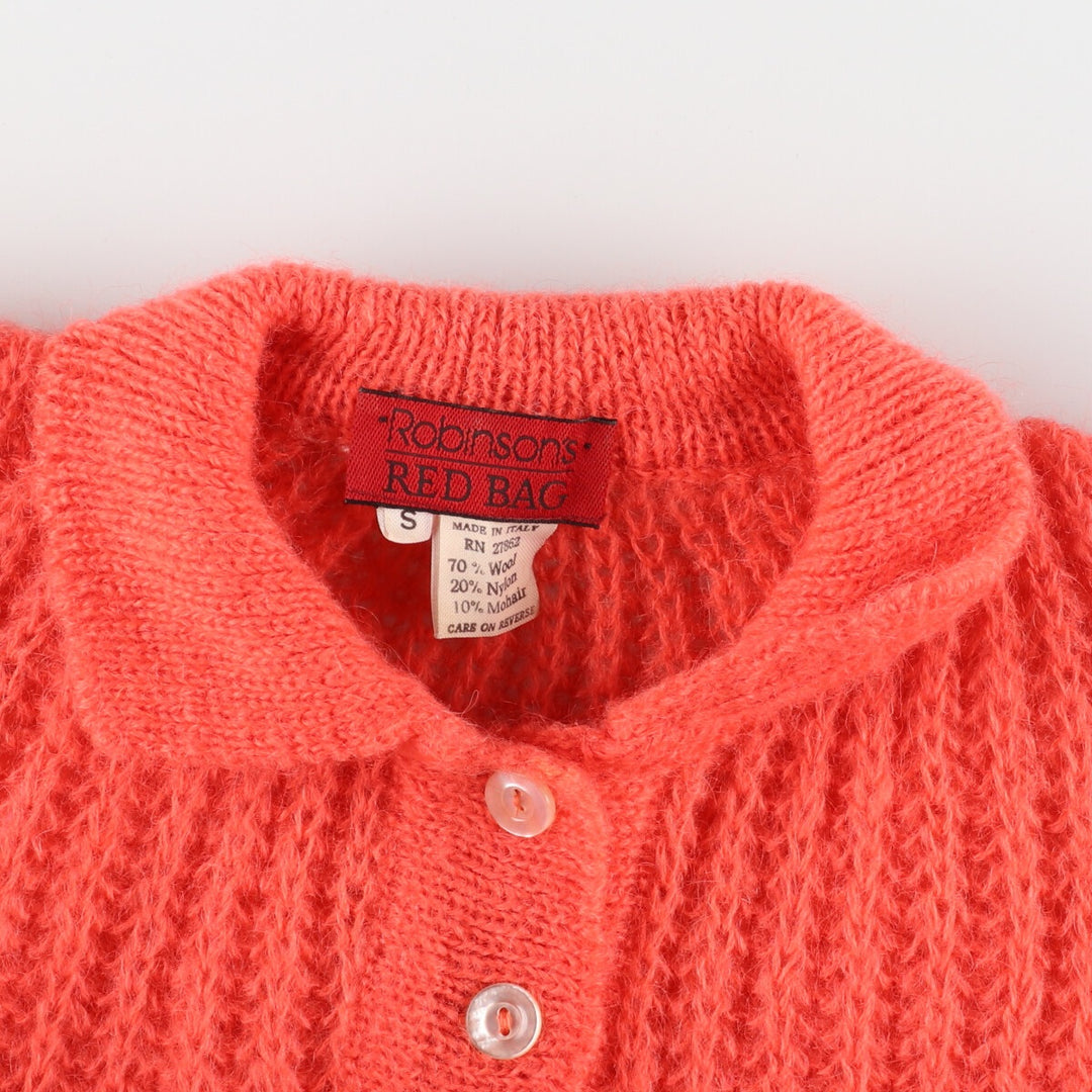 Robinsons RED BAG Collared Mohair Blend Wool Knit Half Button Sweater Made in Italy Women's M Vintage [Elle] /eaa395944