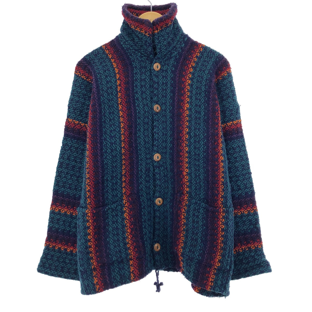 All-over print wool knit cardigan, men's L /eaa396008