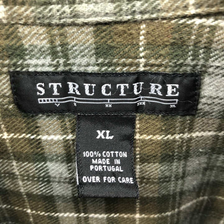 STRUCTURE Long Sleeve Button Down Flannel Check Shirt Men's XL /eaa396247